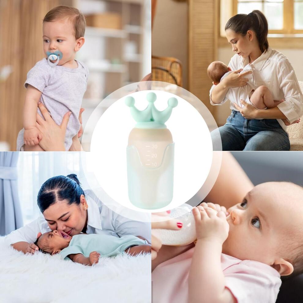 Medicine Dispenser Pacifier Feeder for Toddlers - Crown Shape Medicine Bottle for Water Training, Blue Color, Travel, Nursery