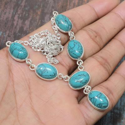 Collier de bijoux merveilleux fait à la main en argent sterling 925 avec pierres précieuses turquoise Santa Rosa