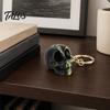 Matte Skull Sculpture 3D Printed Cute Keychain, Artistic Tabletop Ornament with Finish, Creative Bag Charm Light Luxury Home Decor Key Ring