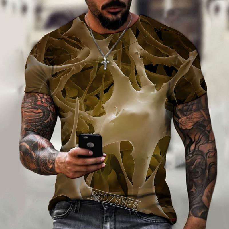 2025 Brand Men's Summer Short Sleeve Three-dimensional Pattern 3d Printing Men's T-shirt Trendy Streetwear