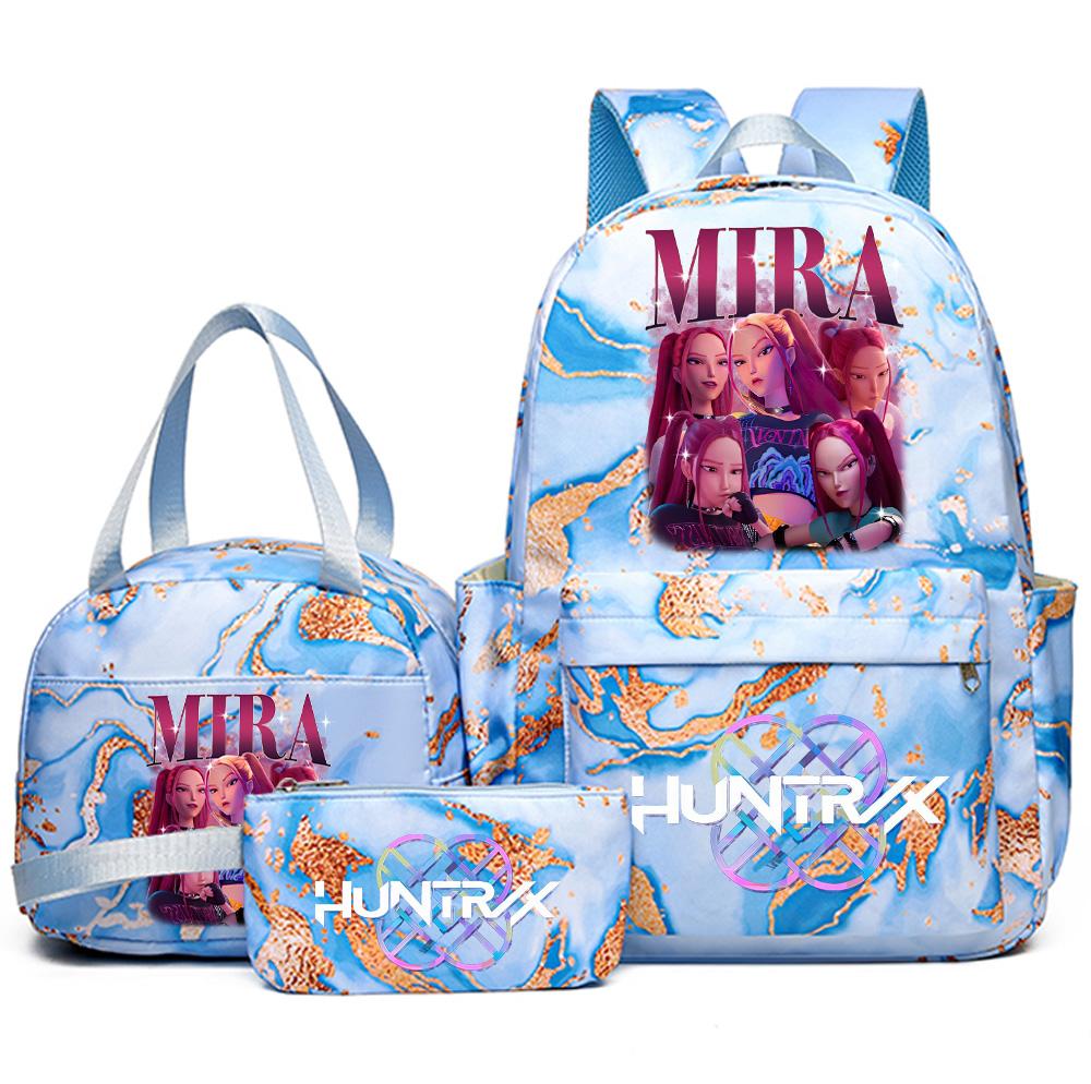 3Pcs/set Anime Demon Hunters Printed Backpack Handbag Pencil Case for Teenager Student Bookbag Schoolbag Women Large Capacity Waterproof Bag