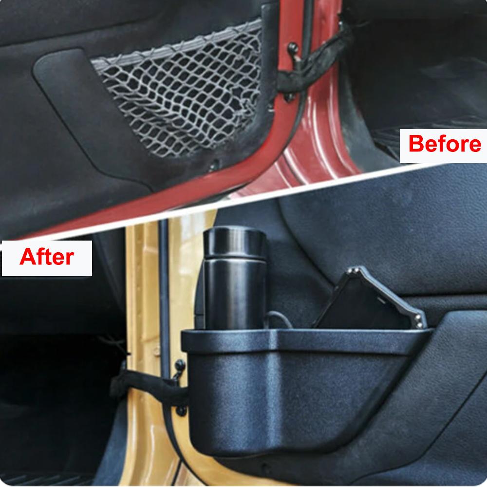 Car Front Rear Door Mesh Pockets Storage Box Tray Organizer for Jeep Wrangler JK 2011-2017 Stowing Tidying Interior Accessories