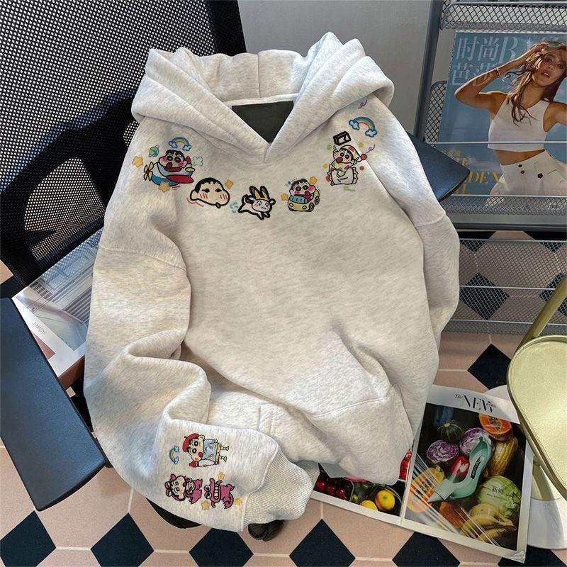 Crayon Shin-chan Men's Embroidered Hoodie - Autumn/Winter Loose Fit, Stylish Niche Top
