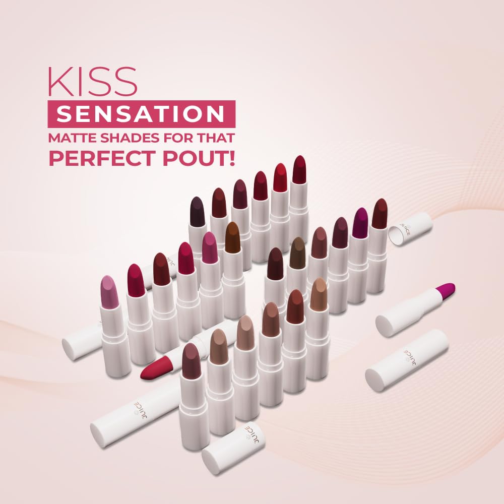 Juice Long Lasting, 4pc Lipstick Combo Set For Women(Regal Red-M04 Bullet Lipstick, Hold My Latte-MCR04 Play Up Lip Crayon, Sultry Burgundy-M04 Liq
