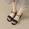 Coarse-heeled sandals women's summer outer wear bow with skirt large-size women's shoes