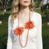 Handcrafted Glass Beads Big Flower Necklace Elegant Style Waist Chain  Daily Accessory