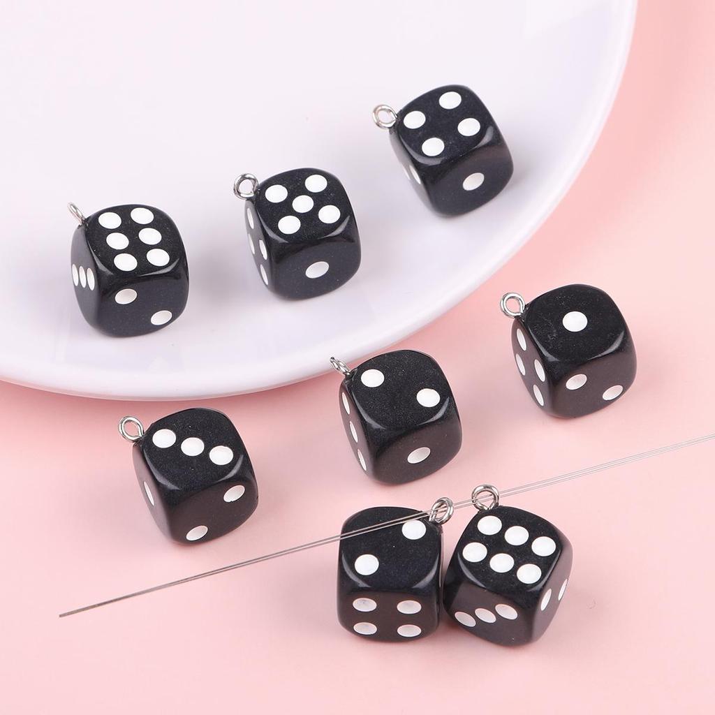 6/10Pcs 14mm Resin Dice Pendants For Jewelry Making DIY Necklace Bracelet Earring Accessories