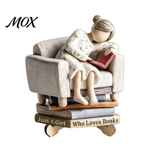 Statua di Bambina in Legno per Libreria Statuetta da Lettura, Statua Stabile Stile Pastorale Decorazione Squisita da Scrivania Decorazione, Ornamento Artistico Curativo,