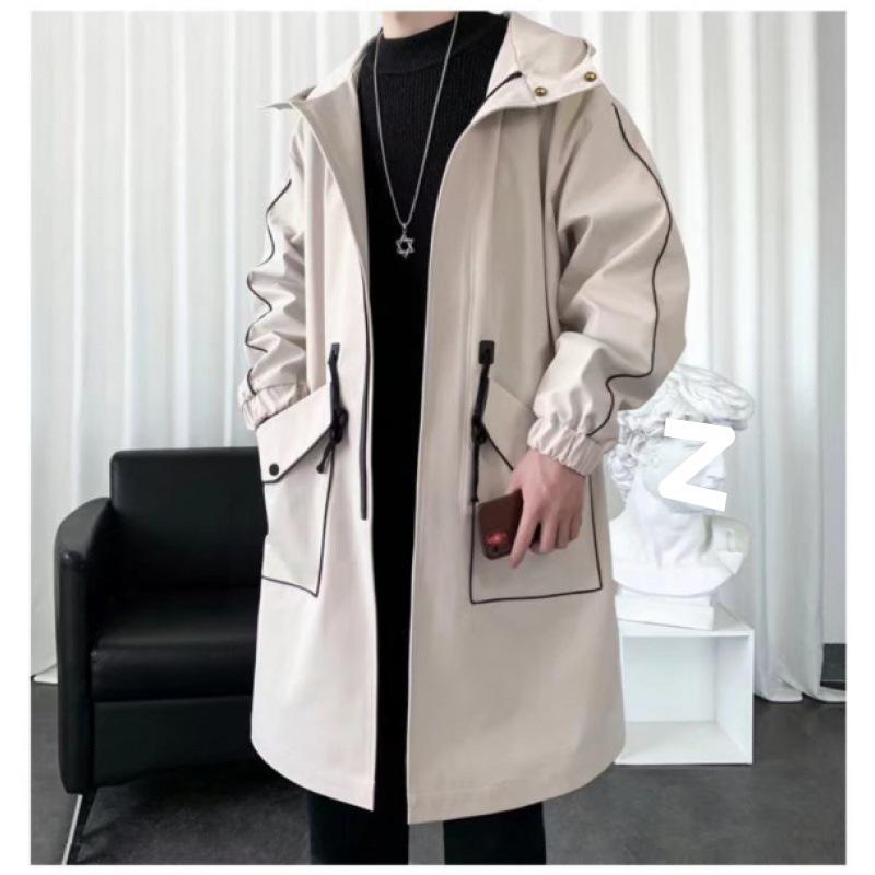 

Мужская ветровка средней длины: Модная накидка на весну, осень и зиму — универсальная, красивая повседневная куртка XL грязно-белый