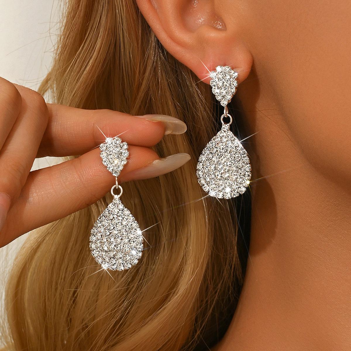 Fashion Female Wedding Angel Tears Drops Diamond Stud Earrings Bridal Earrings
