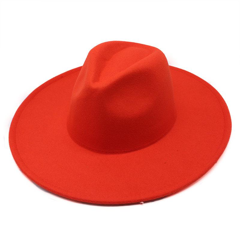 Men and women couple flat-brimmed big-eave hat autumn and winter wool top hat jazz gentleman's hat