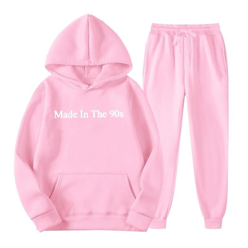 Trendy Unisex Hooded Fleece Lined Sweatshirt Tracksuit