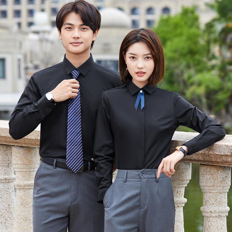 Long Sleeve Slim Bamboo Fiber Shirt Workwear Men's and Women's Professional Suit Tooling White Shirt Dress Printing LOGO