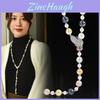 Pearl Long Chain Necklace With Leaf Pendant For Women Autumn Fashion Accessory Gift