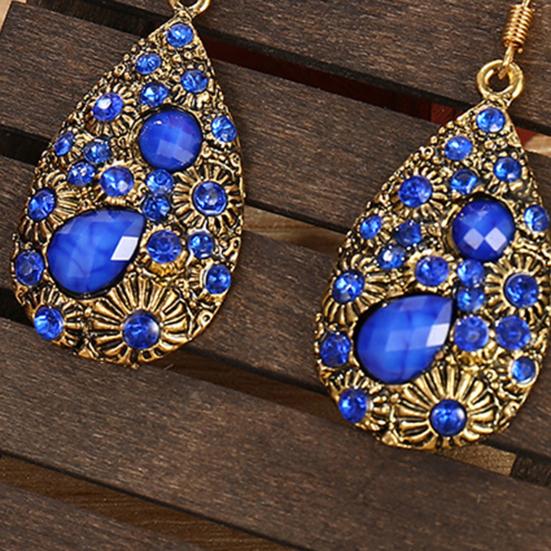 1 Pair Dangle Earrings Ethnic Style Shiny Rhinestone Inlaid Decorative All-match Jewelry Gift Faux