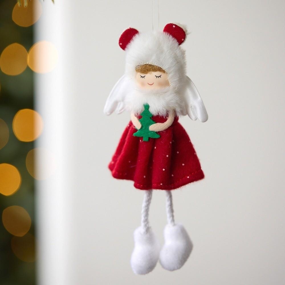 Cute Angel Girl Ornaments Novelty Fabric Christmas Tree Decorations Red Green Hanging Decor Doll Pendant Home Christmas Decor