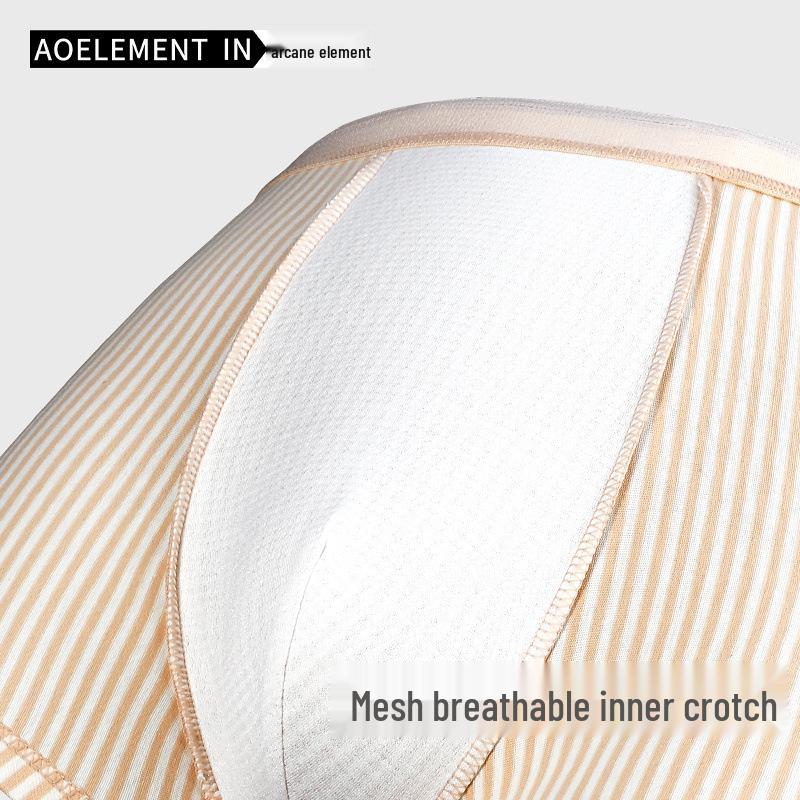 Men's Trendy Striped Cotton Boxer Briefs - Youth Large, Comfortable Sports Shorts