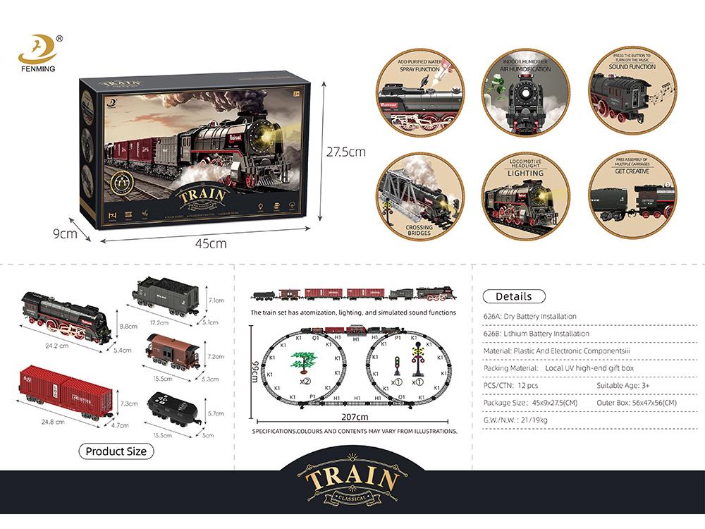 Retro Zestaw Torów Kolei Parowej - Elektryczna Zabawka dla Dzieci