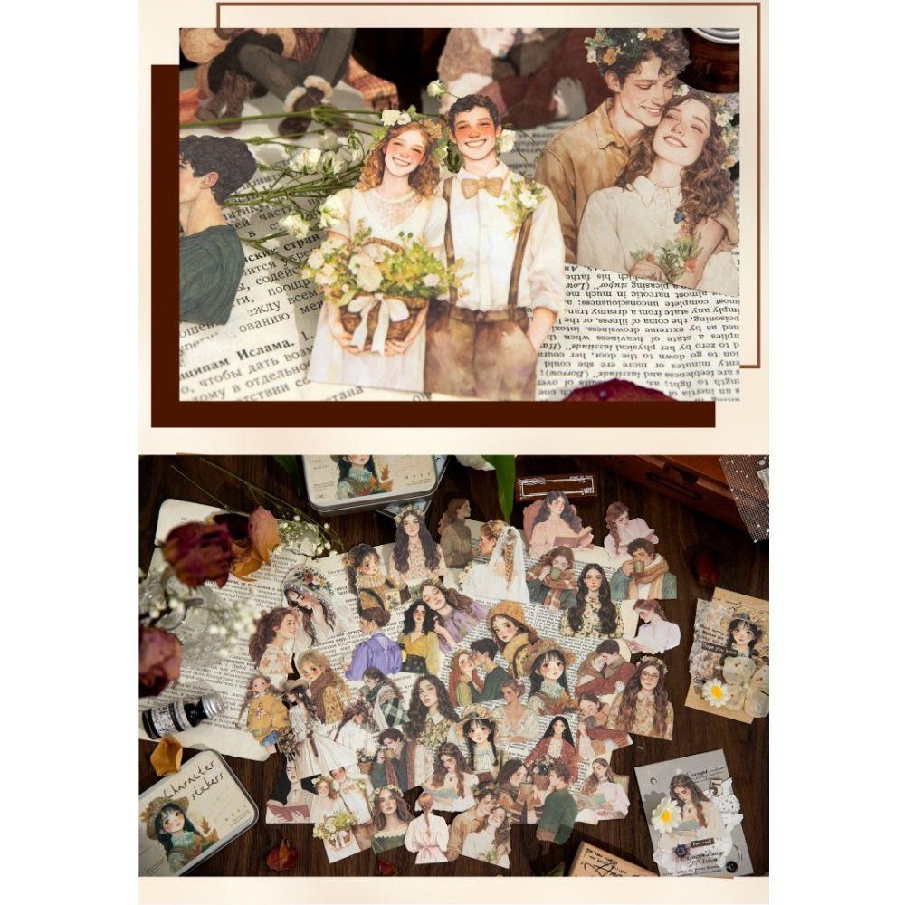 100 ks Ručně vyráběné Materiálové Samolepky Retro Scrapbook Nový Ruční Deník