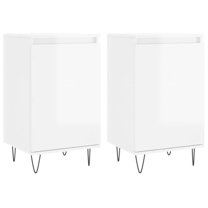 VidaXL Buffets 2 pcs blanc brillant 40x35x70 cm bois d'ingénierie 831057