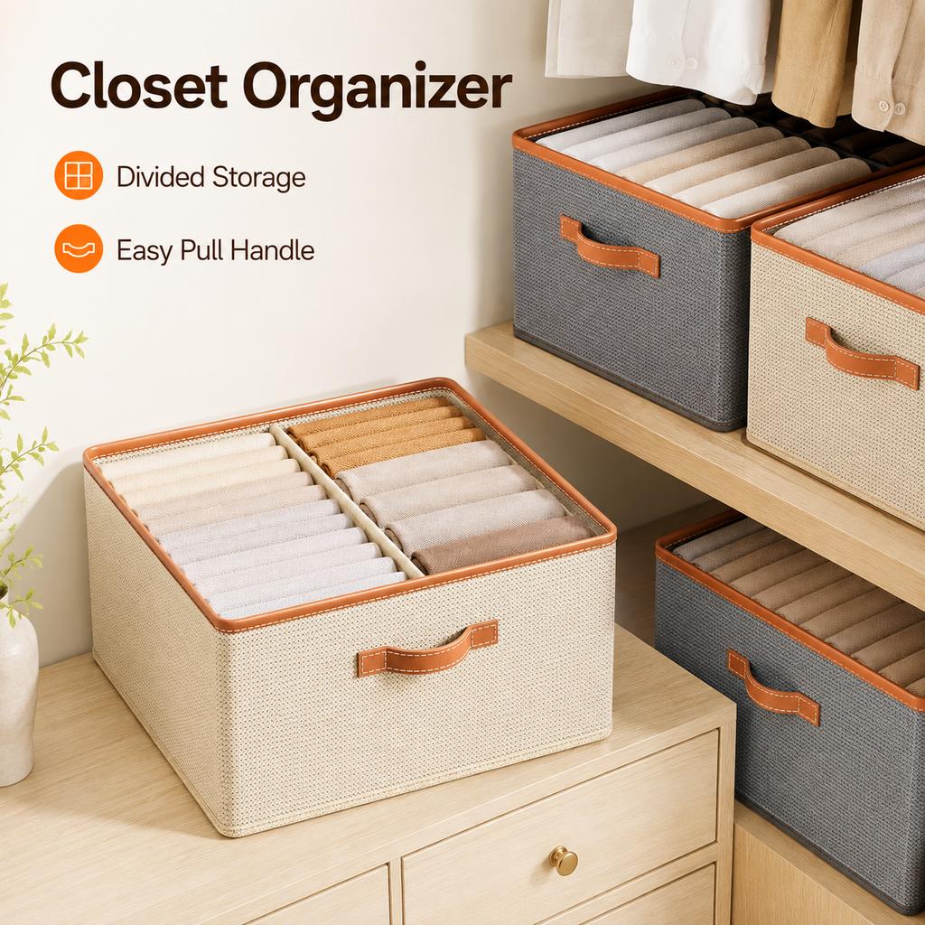 Xiaomi Foldable Clothes Storage Box Large Capacity Closet Organizer with Divider Handle for Wardrobe Shelves Bedroom Home Organization450000