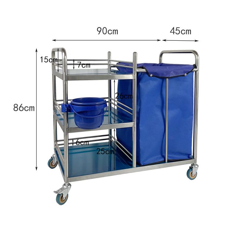 Stainless Steel Three-Layer Hospital & Hotel Laundry Cart