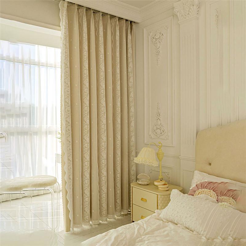 Bujasso Tende In Pizzo Beige 137x137 Cm – 2 Pannelli, Con Tasca Per Asta, Per Cucina E Soggiorno
