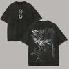 T-shirt Satoru Gojo Jujutsu Kaisen Uomo Vintage Lavaggio Acido Occhi Sei Vuoto Illimitato Anime Streetwear Cotone