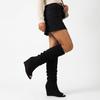 Black Suede Pile Boot Cover High Heel Sandals Autumn and Winter Long Tube Fish Mouth Slope Heel Skinny Boots