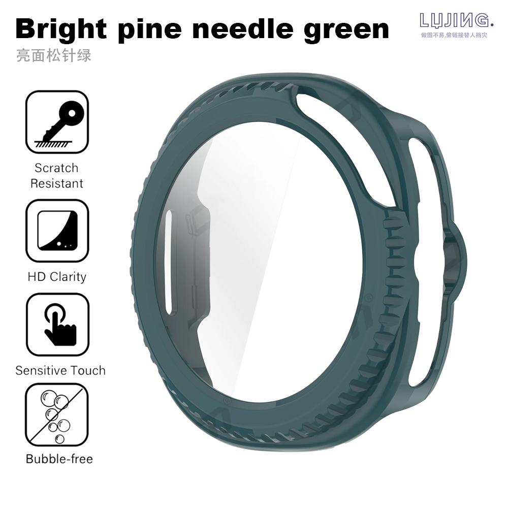 

Стекло+Чехол для Samsung Galaxy Watch 8 Classic 46мм 40мм 44мм Защитное стекло для экрана и Жесткий ПК Защитный бампер Аксессуары Galaxy Watch 8 Classic зелёный