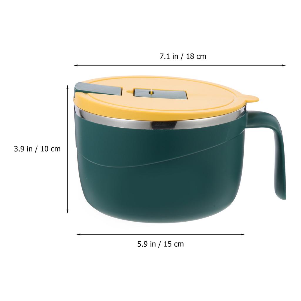 Stainless Steel Noodle Bowl 304 Insulated Leak-Proof Soup Container Anti-Scald Handle Reusable Bento Box For Ramen Rice