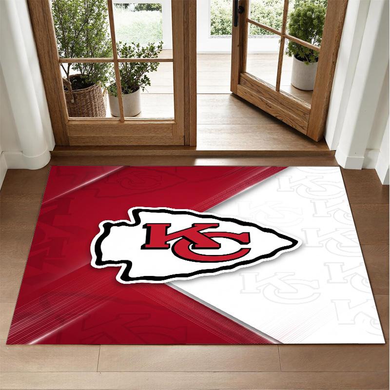 Kansas City Chiefs Design Crystal Velvet Rug Soft Decorative Mat for Bedroom Entrance