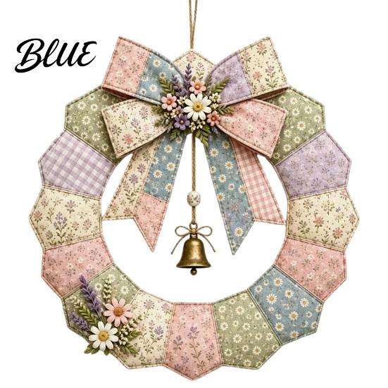 Urlaubs-Willkommenskranz Basteln DIY Patchwork-Girlande Bastelset Retro-Blumenstoff-Set mit Glöckchen Einfaches Set für Anfänger Und Künstliche Blumen,