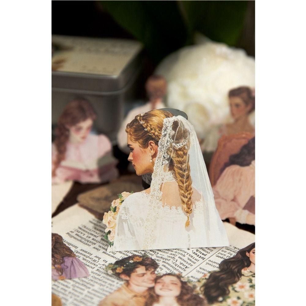 100 ks Ručně vyráběné Materiálové Samolepky Retro Scrapbook Nový Ruční Deník