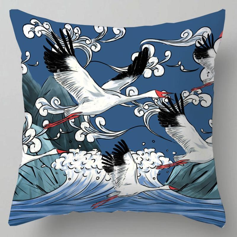 Wooden Chair Back Pillow, Tatami Bedside Pillow, Office Nap Pillow, Chinese Style Landscape Painting Pillowcase