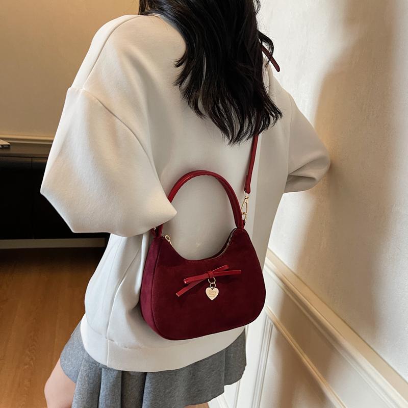 Zipper Retro Solid Color Unique Design Persality Sweet Handbags for Women 2026 Fashi Large Capacity Suede Crossbody Bags