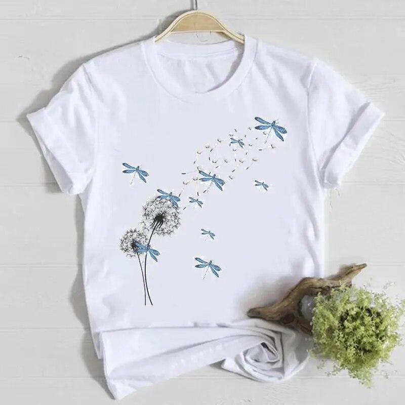 Butterfly Cute Sweet Lovely Casual Tee Top Short Sleeve Shirt Lady Clothes Fashion Tshirt Summer Female T Women Graphic T-shirts