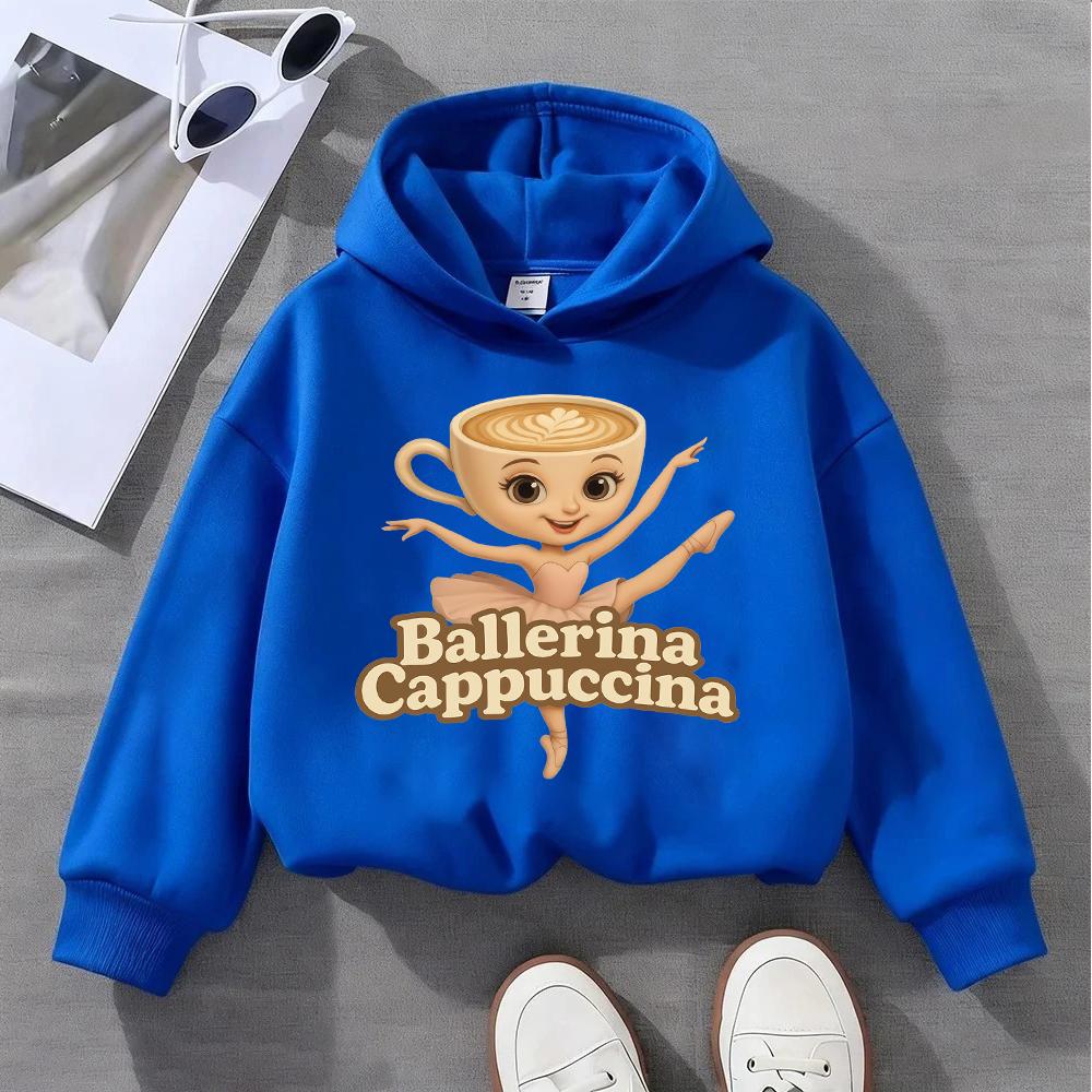 Cute Ballerina Cappuccina Printed Kids Sweatshirt for Girls Fashionable and Comfortable Children's Pullover Top