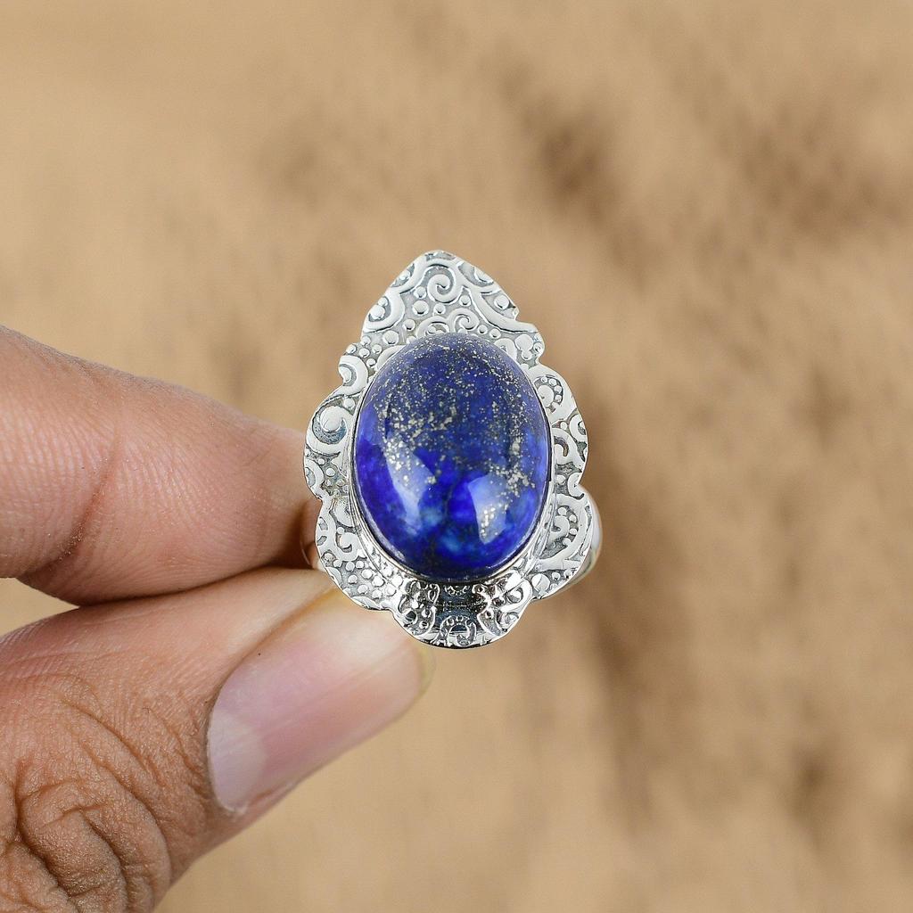 Muttertagsverkauf Lapislazuli Edelstein Jubiläum Neuer Ring Schmuck 925 Silber