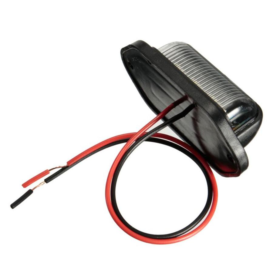 2 Stück Schwarzes Gehäuse weißes Licht 12V 6 SMD LED Wasserdichte Kennzeichenleuchte für Auto LKW SUV Wohnmobil