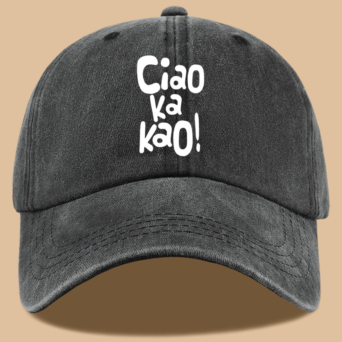 Printed Design Baseball Cap  Ciao  and  ka Kao  Text Printed Breathable Sun Hat Is Fashionable Simple and Beautiful чёрный