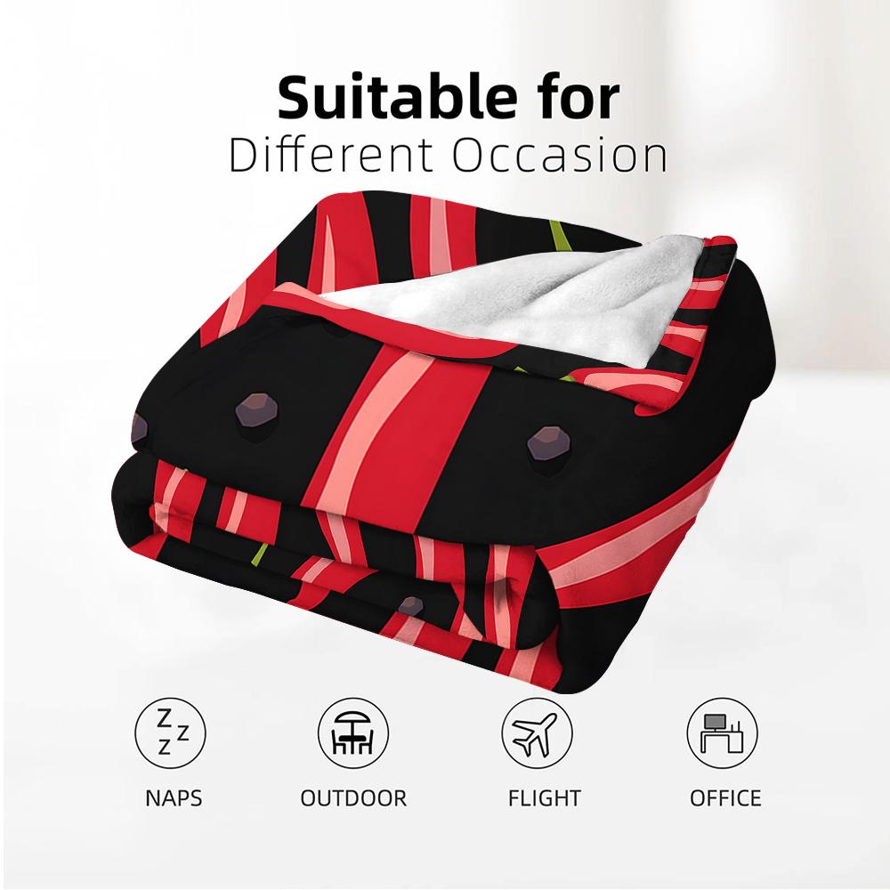 Red Chili Pepper Cartoon Anime Print Flannel Blanket Soft Warm Throw for Kids Bedroom Sofa Christmas Office Car