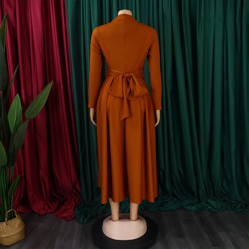 Elegantní Africké Šaty Sukně D3252 Nadměrná Velikost S Skládaným Vzorem