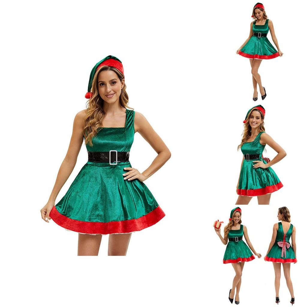 Elf Costume Dress With Cotton Polyester Fabric For Christmas Party And Stage Performances