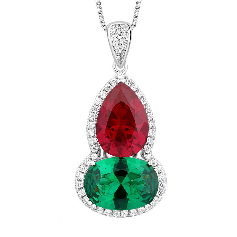 Autumn And Winter Jewelry Simulation Corundum Retro Gourd Pendant Necklace Main Stone 10 * 14