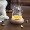 Clear Glass Coin Bank Small Gold Bean Bank Clear Gold Bean Container Cat Shape Saving Jar for Bookshelf Display Stand Wishing