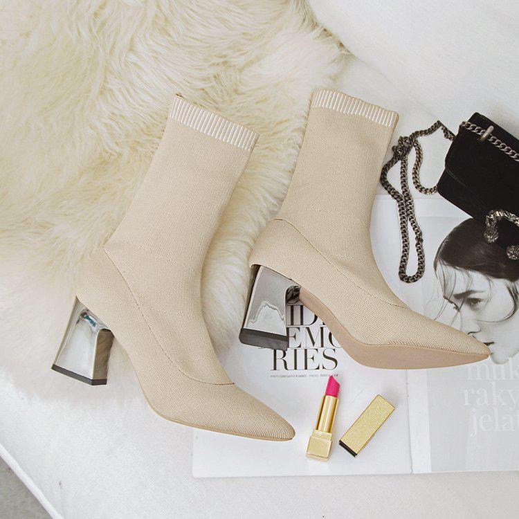 Fashion New Spring Autumn Ankle Boot Booties Female Sexy Sock Boots Knitting Stretch Boots High Heels Women Fashion Shoes