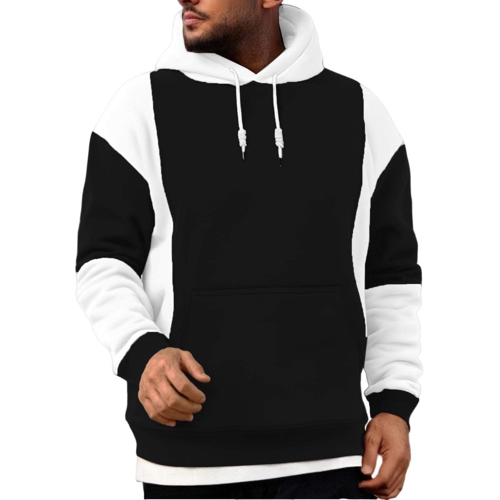 

Мужская повседневная толстовка с капюшоном, длинным рукавом, в стиле пэчворк, с цветными блоками XL белый