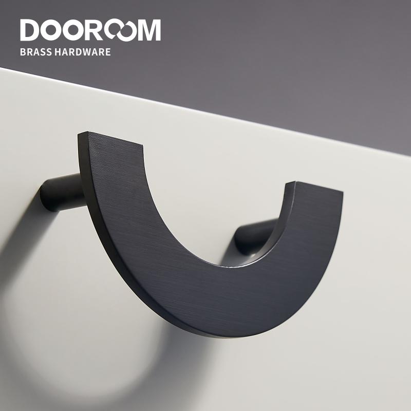 Dooroom Brass Furniture Handles Modern Light Luxury Semi Circle Pulls Wardrobe Dresser Cupboard Cabinet Drawer Half Moon Knobs