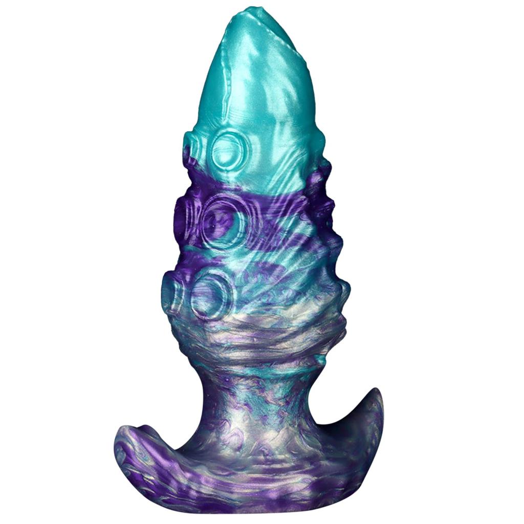 Anal Plug Anchor Base Liquid Silicone Purple and Green L TaRiss's